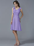 A-Line/Princess Straps Sleeveless Pleats Short Chiffon Bridesmaid Dresses TPP0005641