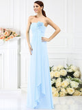 A-Line/Princess Strapless Hand-Made Flower Sleeveless Long Chiffon Bridesmaid Dresses TPP0005590