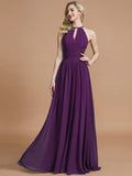 A-Line/Princess Chiffon Scoop Sleeveless Floor-Length Bridesmaid Dresses TPP0005219