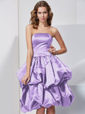 A-Line/Princess Strapless Sleeveless Short Satin Bridesmaid Dresses TPP0005227