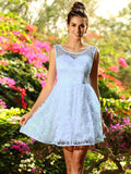 A-Line/Princess Bateau Sleeveless Short Lace Bridesmaid Dresses TPP0005581