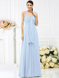 A-Line/Princess Halter Pleats Sleeveless Long Chiffon Bridesmaid Dresses TPP0005727