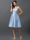 A-Line/Princess Strapless Sleeveless Short Taffeta Bridesmaid Dresses TPP0005359