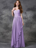 A-line/Princess Spaghetti Straps Sleeveless Long Ruffles Chiffon Bridesmaid Dresses TPP0005431