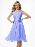 A-Line/Princess Straps Sleeveless Pleats Short Chiffon Bridesmaid Dresses TPP0005096