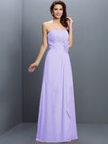 A-Line/Princess Strapless Hand-Made Flower Sleeveless Long Chiffon Bridesmaid Dresses TPP0005617