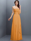 A-Line/Princess Strapless Hand-Made Flower Sleeveless Long Chiffon Bridesmaid Dresses TPP0005617