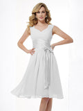 A-Line/Princess Straps Sleeveless Pleats Short Chiffon Bridesmaid Dresses TPP0005096