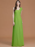 A-Line/Princess One-Shoulder Sleeveless Floor-Length Hand-Made Flower Chiffon Bridesmaid Dresses TPP0005865