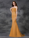 Trumpet/Mermaid Sweetheart Beading Sleeveless Long Satin Chiffon Bridesmaid Dresses TPP0005321