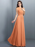 A-Line/Princess High Neck Pleats Sleeveless Long Chiffon Bridesmaid Dresses TPP0005354