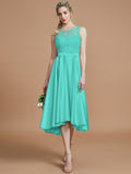 A-Line/Princess Bateau Sleeveless Ruffles Asymmetrical Silk like Satin Bridesmaid Dresses TPP0005019