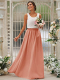 A-Line/Princess Chiffon Ruffles Scoop Sleeveless Floor-Length Bridesmaid Dresses TPP0004949