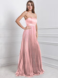 A-Line/Princess Strapless Sleeveless Ruffles Long Chiffon Bridesmaid Dresses TPP0005555