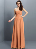 A-Line/Princess Strapless Pleats Sleeveless Long Chiffon Bridesmaid Dresses TPP0005318