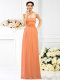 A-Line/Princess Strapless Hand-Made Flower Sleeveless Long Chiffon Bridesmaid Dresses TPP0005309