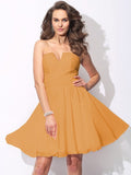 A-Line/Princess Sweetheart Ruffles Sleeveless Short Chiffon Bridesmaid Dresses TPP0005699