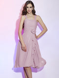 A-Line/Princess Straps Sleeveless Pleats Applique Short Chiffon Bridesmaid Dresses TPP0005629