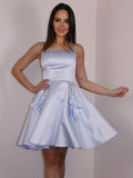 A-Line/Princess Satin Bowknot Spaghetti Straps Sleeveless Short/Mini Dresses TPP0004843