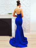 Trumpet/Mermaid Stretch Crepe Sweetheart Ruffles Sleeveless Sweep/Brush Train Dresses TPP0003807