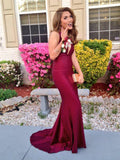 Trumpet/Mermaid V-Neck Sleeveless Sweep/Brush Train Spandex Dresses TPP0001815