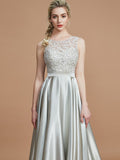 A-Line/Princess Bateau Sleeveless Ruffles Asymmetrical Silk like Satin Bridesmaid Dresses TPP0005019