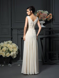 Sheath/Column V-neck Beading Sleeveless Long Chiffon Mother of the Bride Dresses TPP0007054