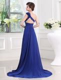 A-Line/Princess One-shoulder Sleeveless Pleats Long Chiffon Dresses TPP0004461