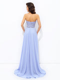 A-line/Princess Strapless Beading Sleeveless Long Chiffon Dresses TPP0003600