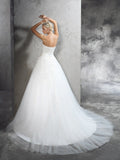 Ball Gown Strapless Applique Sleeveless Long Satin Wedding Dresses TPP0006676