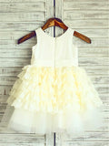 Ball Gown Scoop Sleeveless Layers Tea-Length Lace Flower Girl Dresses TPP0007914