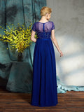 A-Line/Princess Scoop Beading Short Sleeves Long Chiffon Mother of the Bride Dresses TPP0007371