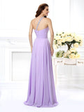 A-Line/Princess One-Shoulder Beading Sleeveless Long Chiffon Dresses TPP0004189