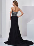 A-Line/Princess Strapless Sleeveless Beading Long Chiffon Dresses TPP0002699