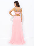 A-line/Princess Straps Beading Sleeveless Long Chiffon Dresses TPP0003377