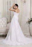 A-Line/Princess One-Shoulder Sleeveless Beading Applique Long Organza Wedding Dresses TPP0006938