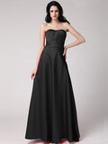 A-Line/Princess Strapless Sleeveless Pleats Long Elastic Woven Satin Bridesmaid Dresses TPP0005835