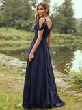 A-Line/Princess Chiffon Ruched V-neck Sleeveless Sweep/Brush Train Bridesmaid Dresses TPP0004962