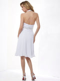 A-Line/Princess Halter Sleeveless Beading Short Chiffon Bridesmaid Dresses TPP0005780