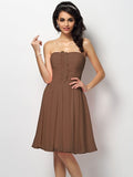 A-Line/Princess Strapless Pleats Sleeveless Short Chiffon Bridesmaid Dresses TPP0005762