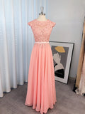 A-Line/Princess Applique Scoop Chiffon Sleeveless Floor-Length Dresses TPP0004738