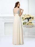 A-Line/Princess Straps Beading Sleeveless Long Chiffon Dresses TPP0003547