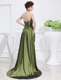 A-Line/Princess Beading Sweetheart Sleeveless High Low Taffeta Dresses TPP0004431