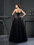 Ball Gown Strapless Beading Sleeveless Long Satin Quinceanera Dresses TPP0003149