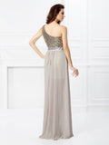 A-Line/Princess One-Shoulder Sequin Sleeveless Long Chiffon Dresses TPP0004089