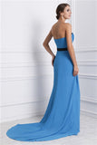 A-Line/Princess Strapless Sleeveless Ruffles Long Chiffon Dresses TPP0004500