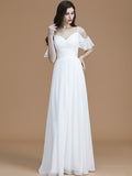 A-Line/Princess Spaghetti Straps Sleeveless Floor-Length Ruffles Chiffon Bridesmaid Dresses TPP0005400