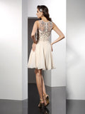 A-Line/Princess Bateau Beading Sleeveless Short Chiffon Cocktail Dresses TPP0008871