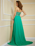 A-Line/Princess Strapless Sleeveless Rhinestone Long Chiffon Dresses TPP0004228