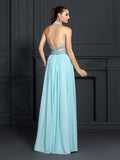 A-Line/Princess Halter Beading Sleeveless Long Chiffon Dresses TPP0003985